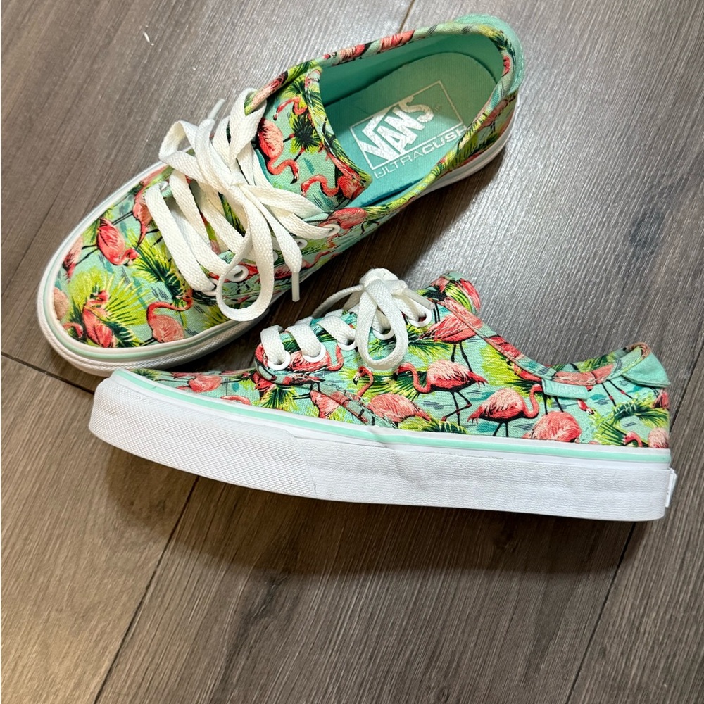Vans Tropical Flamingo Sneakers - Green and Pink